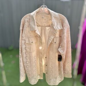 Torrid Cream Lace Shirt Jacket